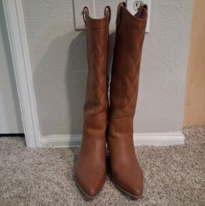 Mix No. 6 Cognac Pointed-Toe Tall Western Boots